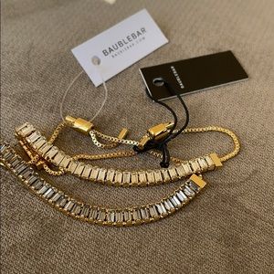 NWT Set of Gold Crystal BaubleBar Bracelets